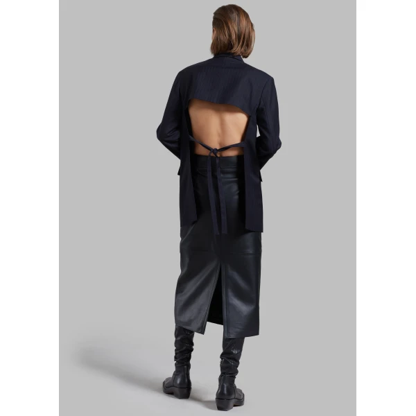 The Frankie Shop Cedric Open Back Blazer – Navy Stripe, view 9
