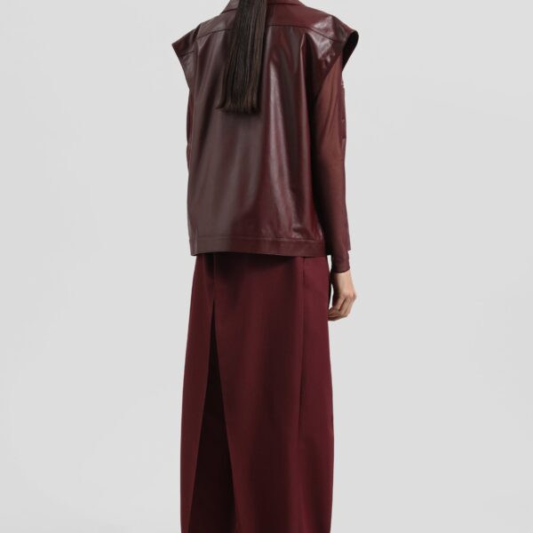 The Frankie Shop Cetina Leather Vest - Burgundy - Oversized Minimalist Jackets in Red - Shop at Coveti