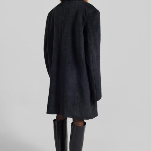 The Frankie Shop Coblence Textured Wool-Blend Coat - Black - Oversized Minimalist Coats in Black - Shop at Coveti