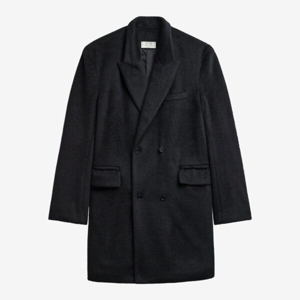 The Frankie Shop Coblence Textured Wool-Blend Coat - Black - Oversized Minimalist Coats in Black - Shop at Coveti