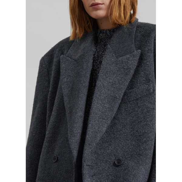 The Frankie Shop Coblence Textured Wool-Blend Coat – Dark Grey, view 5