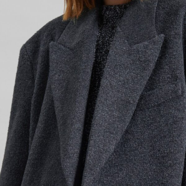 The Frankie Shop Coblence Textured Wool-Blend Coat - Dark Grey - Oversized Minimalist Coats in Grey - Shop at Coveti