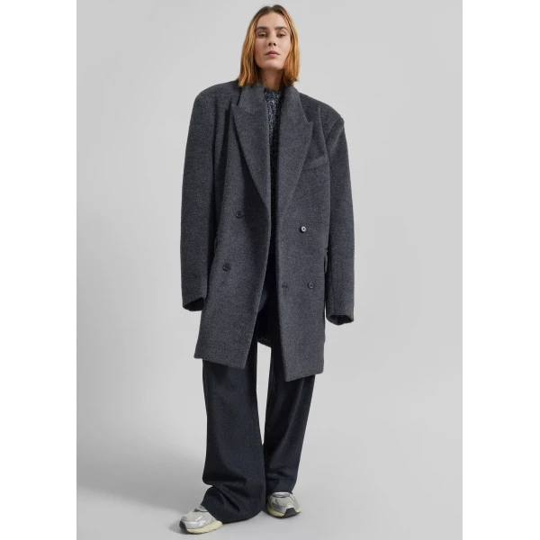 The Frankie Shop Coblence Textured Wool-Blend Coat – Dark Grey, view 6