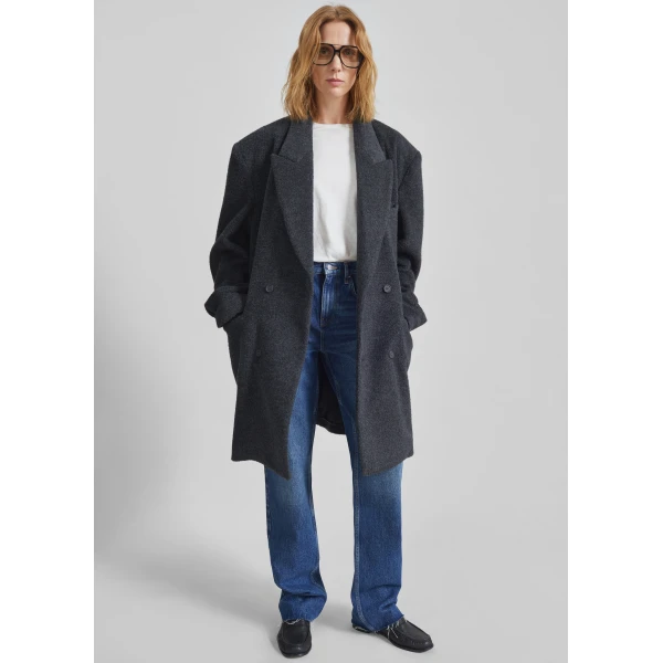 The Frankie Shop Coblence Textured Wool-Blend Coat – Dark Grey, view 7