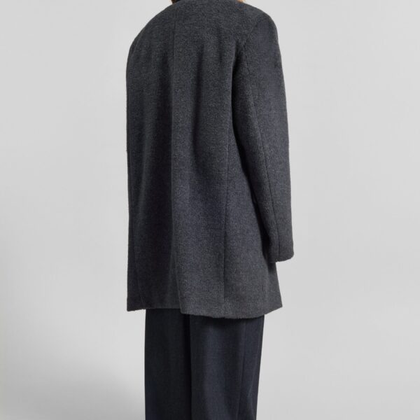 The Frankie Shop Coblence Textured Wool-Blend Coat - Dark Grey - Oversized Minimalist Coats in Grey - Shop at Coveti