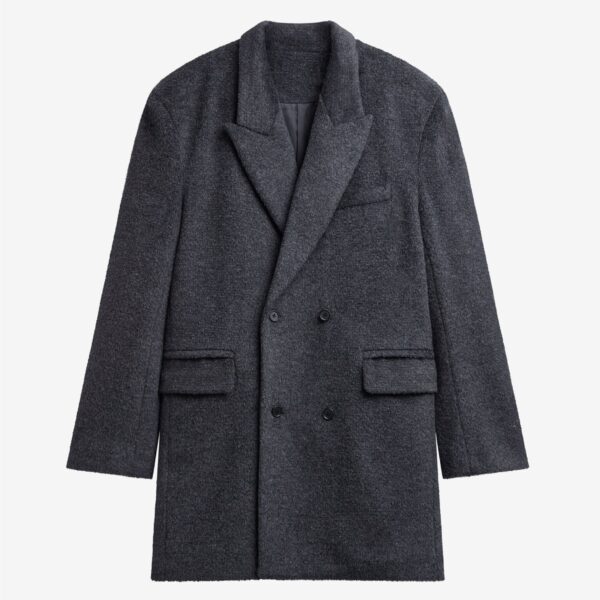 The Frankie Shop Coblence Textured Wool-Blend Coat - Dark Grey - Oversized Minimalist Coats in Grey - Shop at Coveti