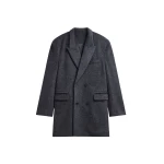 The Frankie Shop Coblence Textured Wool-Blend Coat - Dark Grey - Oversized Minimalist Coats in Grey - Shop at Coveti