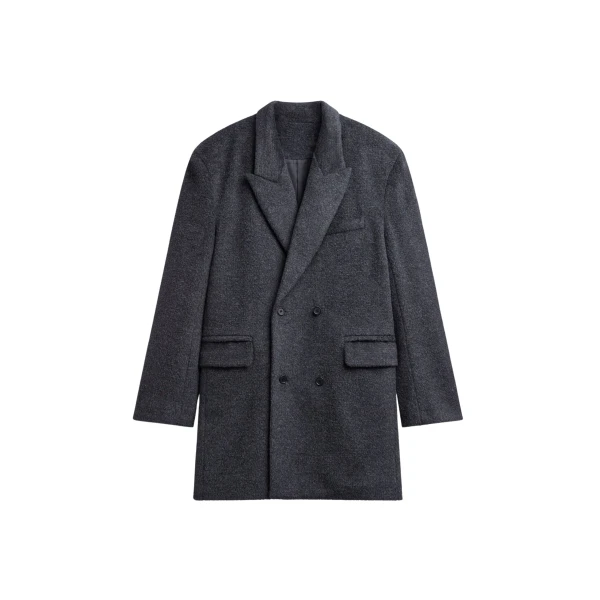 The Frankie Shop Coblence Textured Wool-Blend Coat - Dark Grey - Oversized Minimalist Coats in Grey - Shop at Coveti