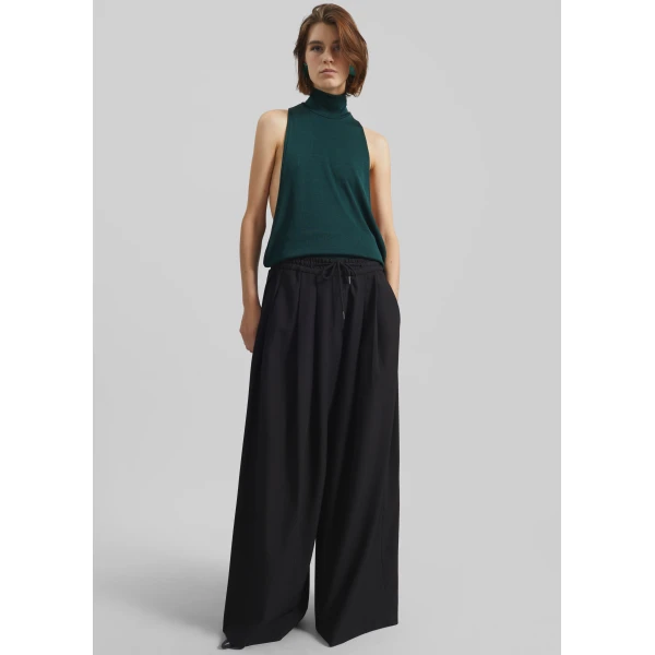 The Frankie Shop Corlen Pleated Wide Pants – Black, view 2