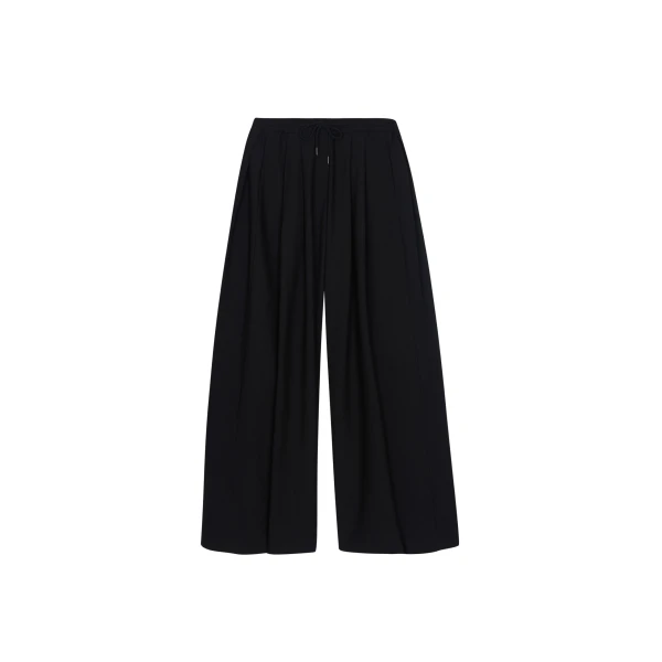 The Frankie Shop Corlen Pleated Wide Pants - Black - Oversized Minimalist Pants in Black - Shop at Coveti