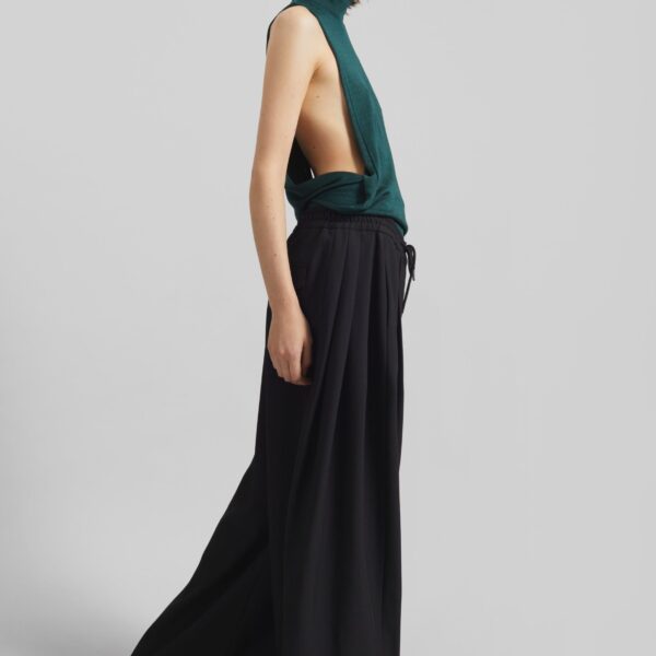 The Frankie Shop Corlen Pleated Wide Pants - Black - Oversized Minimalist Pants in Black - Shop at Coveti