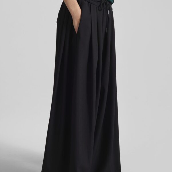 The Frankie Shop Corlen Pleated Wide Pants - Black - Oversized Minimalist Pants in Black - Shop at Coveti
