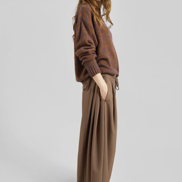 The Frankie Shop Corlen Pleated Wide Pants - Brown - Oversized Minimalist Pants in Brown - Shop at Coveti