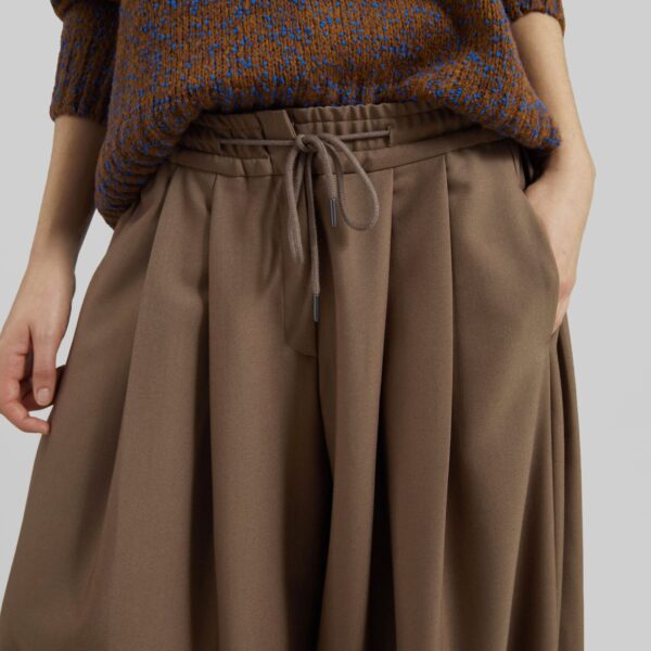 The Frankie Shop Corlen Pleated Wide Pants - Brown - Oversized Minimalist Pants in Brown - Shop at Coveti
