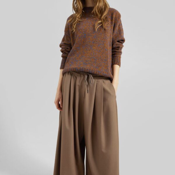 The Frankie Shop Corlen Pleated Wide Pants - Brown - Oversized Minimalist Pants in Brown - Shop at Coveti