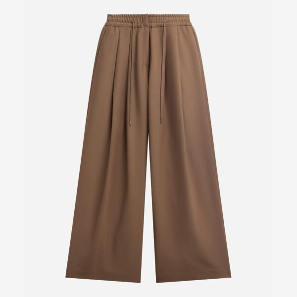 The Frankie Shop Corlen Pleated Wide Pants - Brown - Oversized Minimalist Pants in Brown - Shop at Coveti