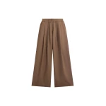 The Frankie Shop Corlen Pleated Wide Pants - Brown - Oversized Minimalist Pants in Brown - Shop at Coveti