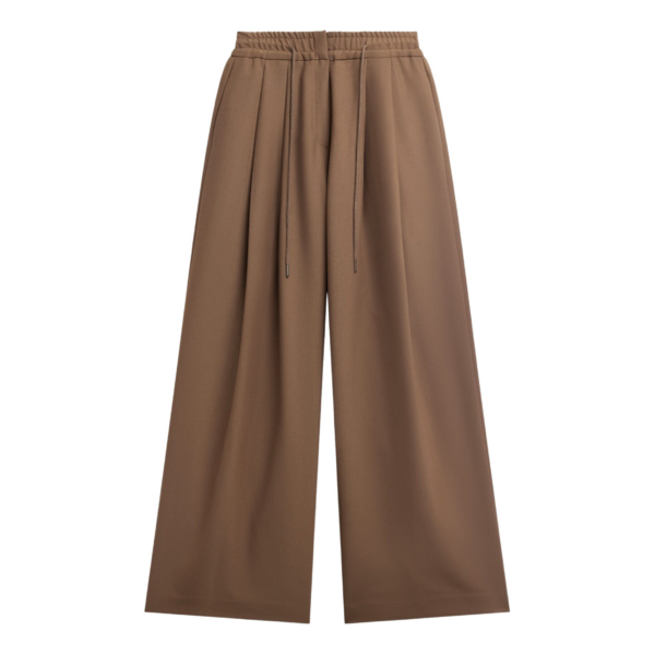 The Frankie Shop Corlen Pleated Wide Pants - Brown - Oversized Minimalist Pants in Brown - Shop at Coveti