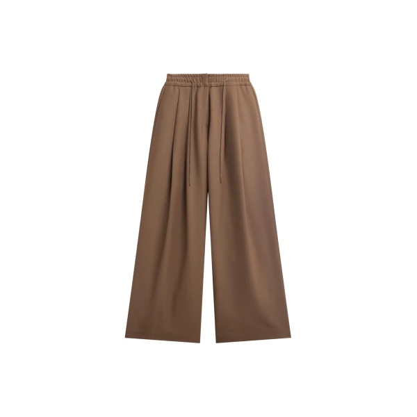 The Frankie Shop Corlen Pleated Wide Pants - Brown - Oversized Minimalist Pants in Brown - Shop at Coveti