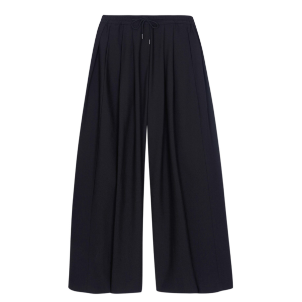 The Frankie Shop Corlen Pleated Wide Pants - Dark Navy - Oversized Minimalist Pants in Blue - Shop at Coveti