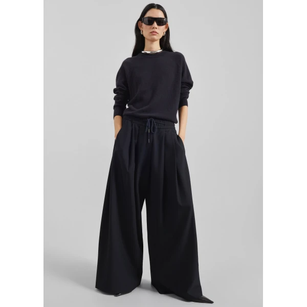 The Frankie Shop Corlen Pleated Wide Pants – Dark Navy, view 5