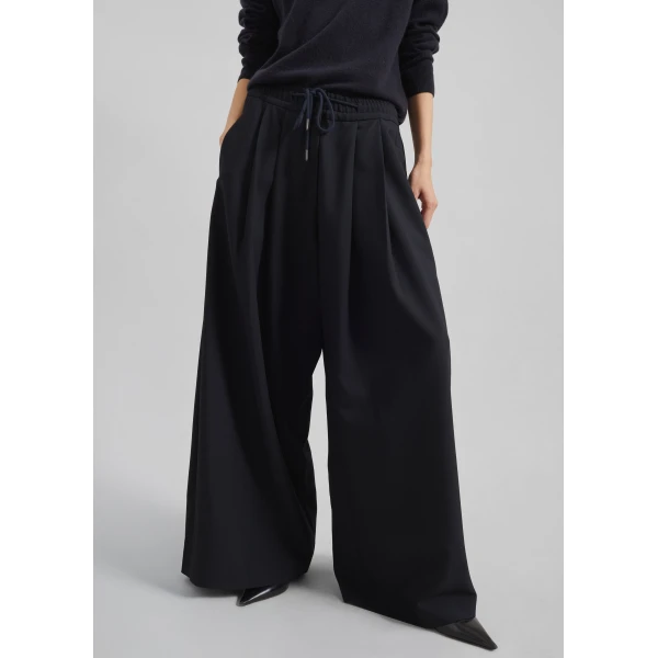 The Frankie Shop Corlen Pleated Wide Pants – Dark Navy, view 6