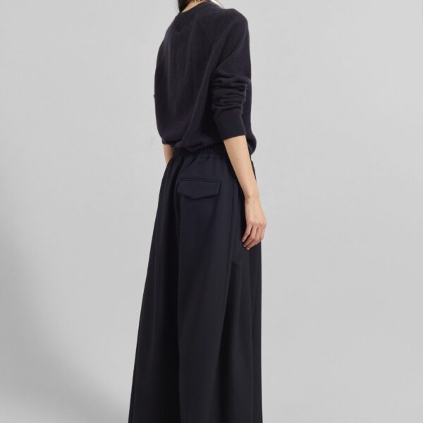 The Frankie Shop Corlen Pleated Wide Pants - Dark Navy - Oversized Minimalist Pants in Blue - Shop at Coveti