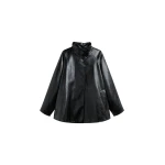 The Frankie Shop Dalaro Faux Leather Swing Jacket - Black - Oversized Minimalist Jackets in Black - Shop at Coveti