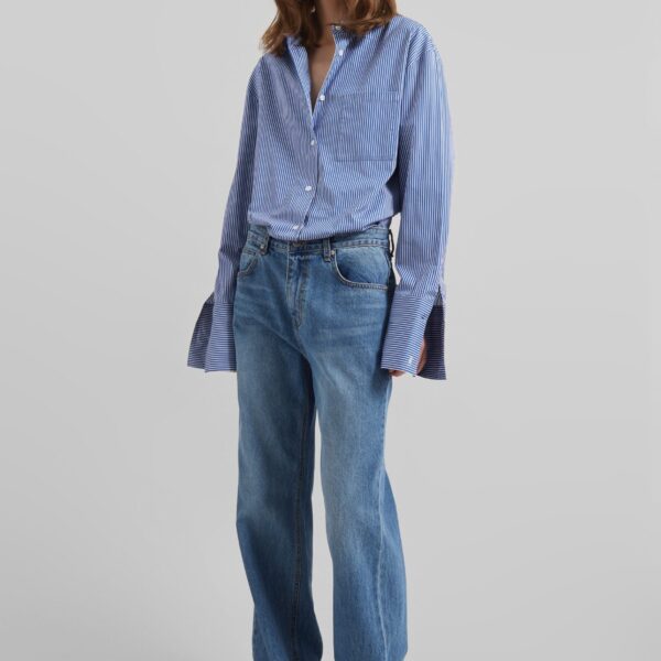 The Frankie Shop Dalston Jeans - Medium Wash - Oversized Minimalist Pants in Blue - Shop at Coveti