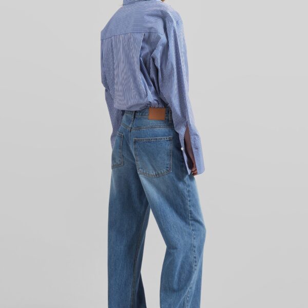 The Frankie Shop Dalston Jeans - Medium Wash - Oversized Minimalist Pants in Blue - Shop at Coveti