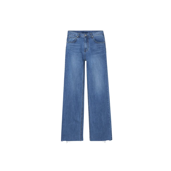 The Frankie Shop Dalston Jeans - Medium Wash - Oversized Minimalist Pants in Blue - Shop at Coveti
