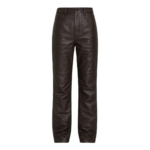 The Frankie Shop Dalston Leather Pants - Vintage Brown - Oversized Minimalist Pants in Brown - Shop at Coveti