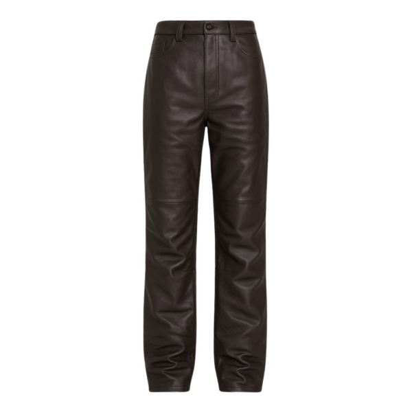 The Frankie Shop Dalston Leather Pants - Vintage Brown - Oversized Minimalist Pants in Brown - Shop at Coveti