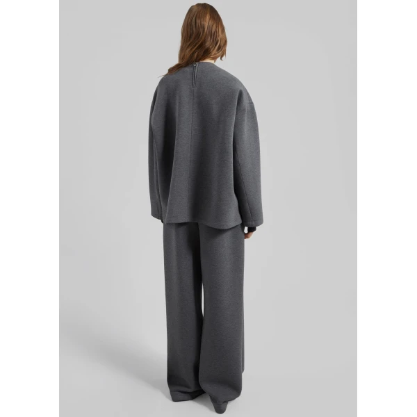 The Frankie Shop Delancey Long Sleeve Neoprene Top – Dark Grey, view 8