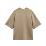 The Frankie Shop Delancey Neoprene Tee - Camel - Oversized Minimalist Tops in Brown - Shop at Coveti