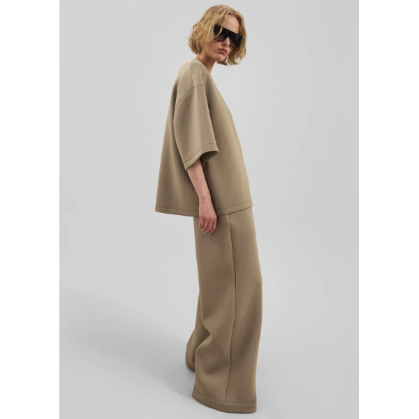 The Frankie Shop Delancey Neoprene Tee – Camel Top, view 3