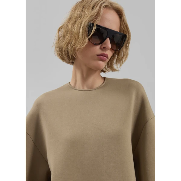 The Frankie Shop Delancey Neoprene Tee – Camel Top, view 4