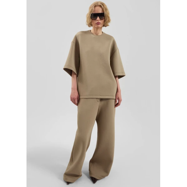 The Frankie Shop Delancey Neoprene Tee – Camel Top, view 5