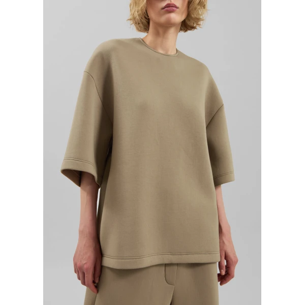 The Frankie Shop Delancey Neoprene Tee – Camel Top, view 7