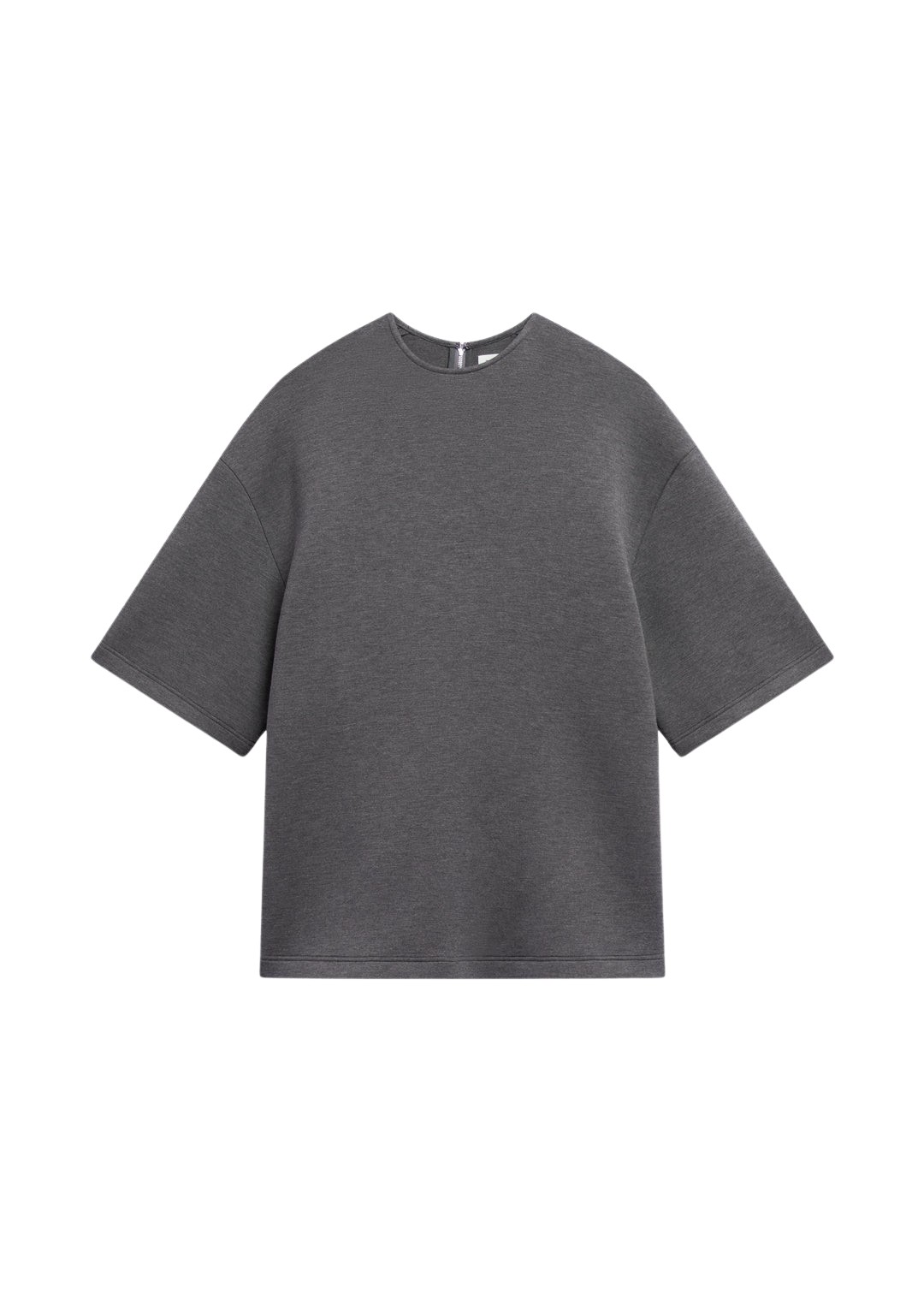 The-Frankie-Shop-Delancey-Neoprene-Tee-Dark-Grey-coveti-1044600_nobg The Frankie Shop Delancey Neoprene Tee - Dark Grey - Oversized Minimalist Tops in Grey - Shop at Coveti
