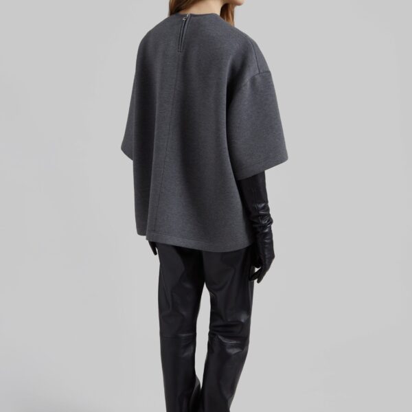 The Frankie Shop Delancey Neoprene Tee - Dark Grey - Oversized Minimalist Tops in Grey - Shop at Coveti