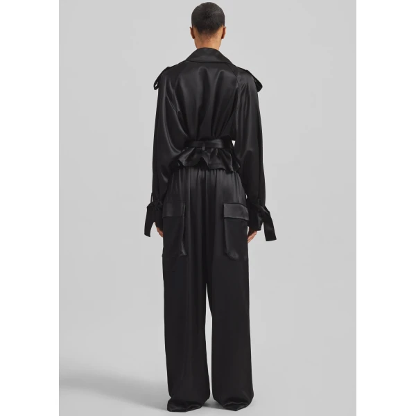 The Frankie Shop Delny Satin Cargo Pants – Black, view 8