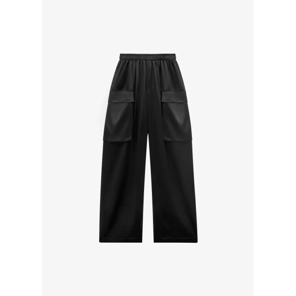 The Frankie Shop Delny Satin Cargo Pants – Black, view 9