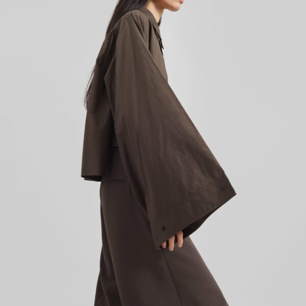 The Frankie Shop Dharoi Adjustable Sleeve Layered Shirt - Brown - Oversized Minimalist Tops in Brown - Shop at Coveti