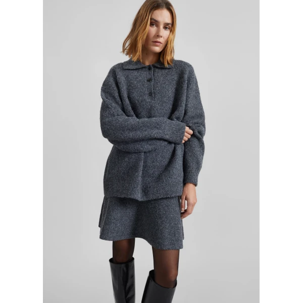 The Frankie Shop Dienne Knit Mini Skirt – Grey, view 3