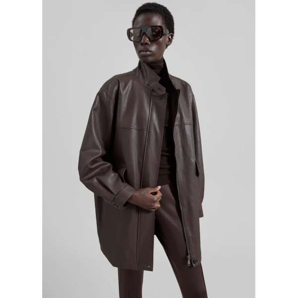 The Frankie Shop Douvrin Faux Leather Jacket – Brown, view 2