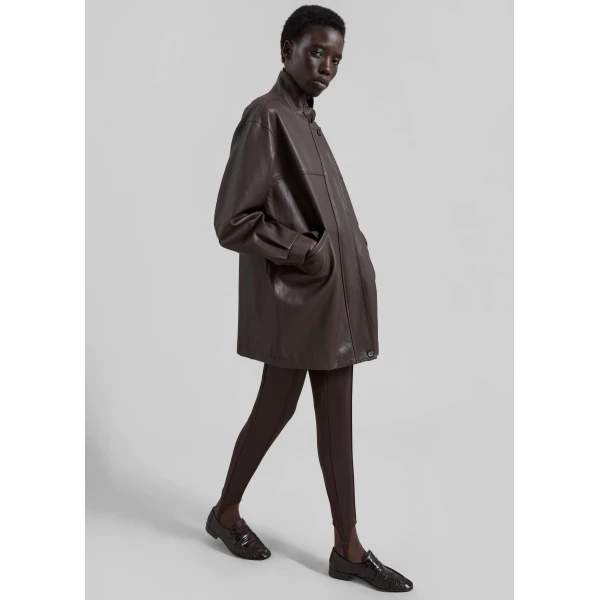 The Frankie Shop Douvrin Faux Leather Jacket – Brown, view 3