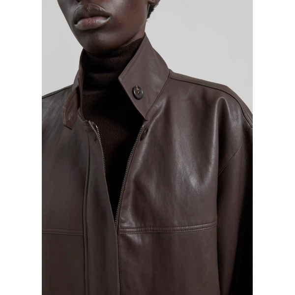 The Frankie Shop Douvrin Faux Leather Jacket – Brown, view 4