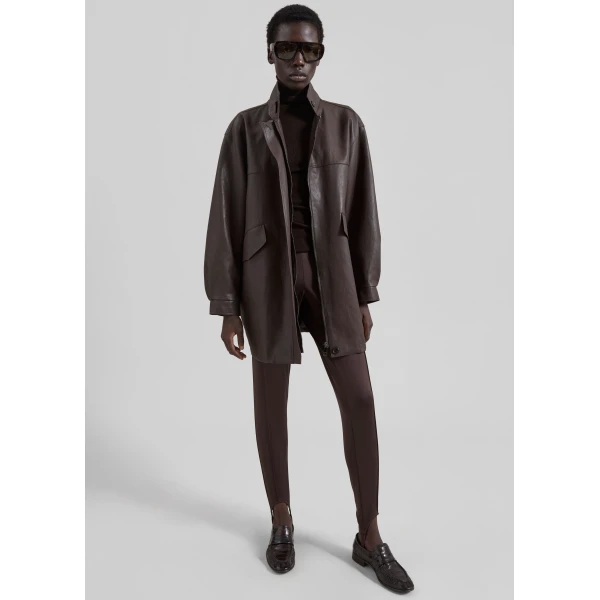 The Frankie Shop Douvrin Faux Leather Jacket – Brown, view 5