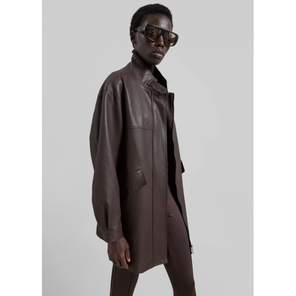 The Frankie Shop Douvrin Faux Leather Jacket – Brown, view 6